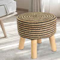 Circle of Life Jute Stool- Black