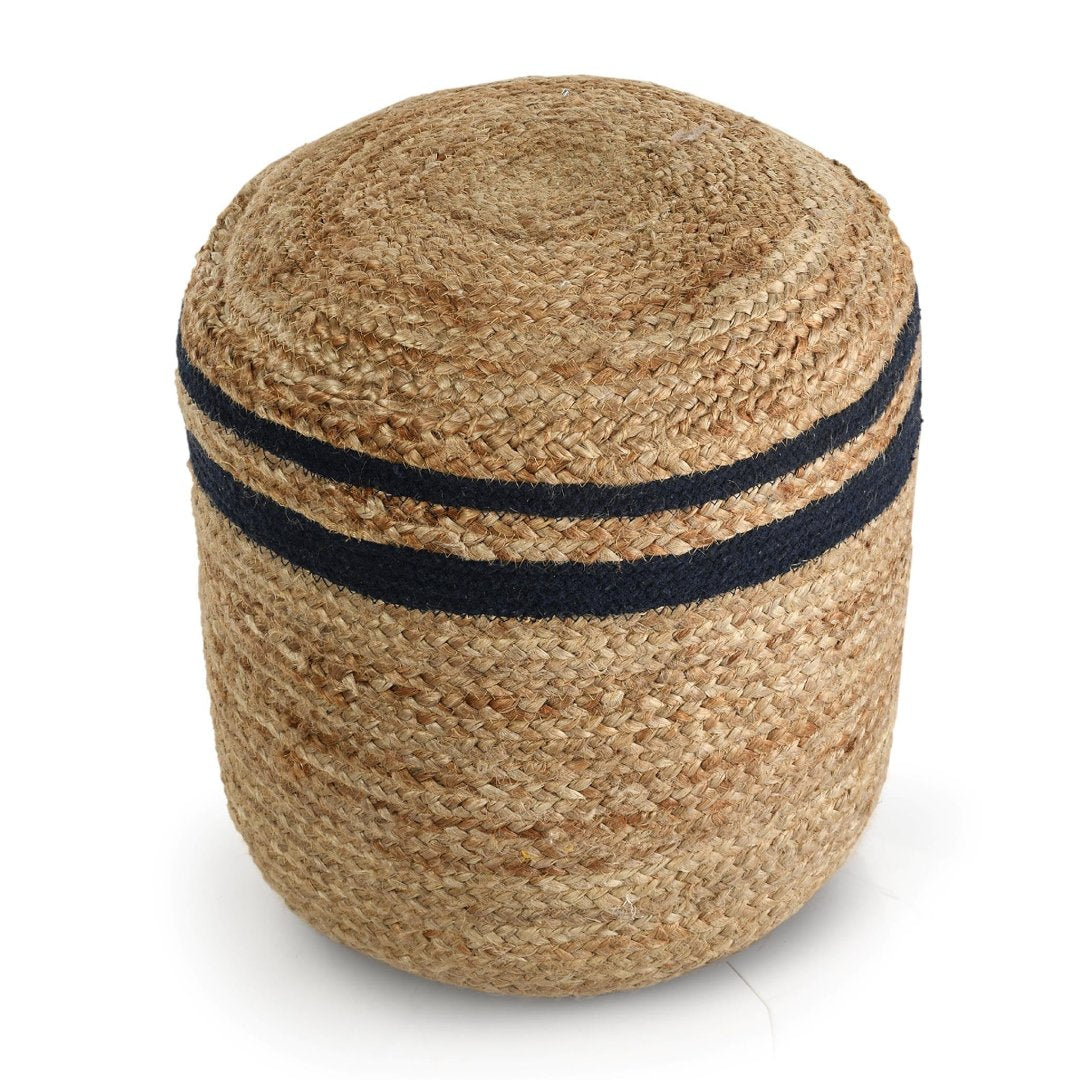 Jute Pouf with Colour Accents