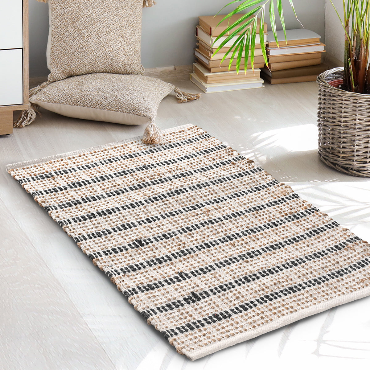Jute and Cotton Striped Rug