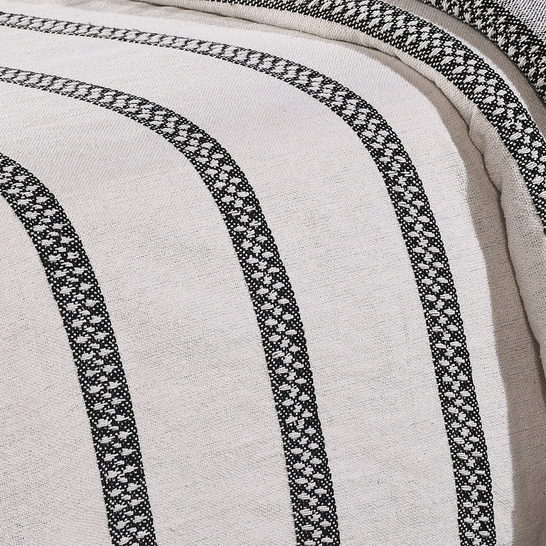 Striped Black & White Cotton Bedcover