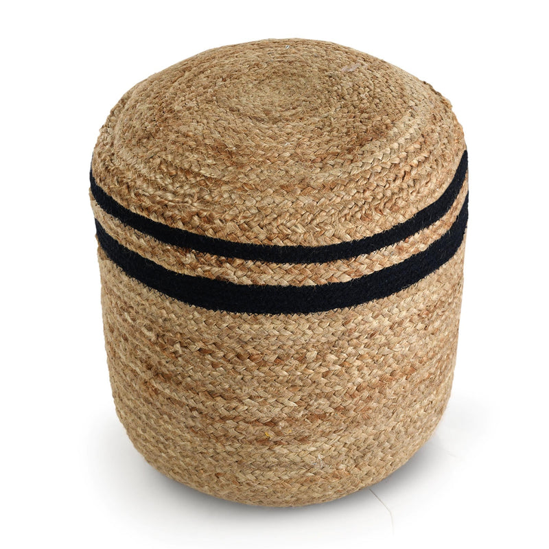 Jute Pouf with Colour Accents