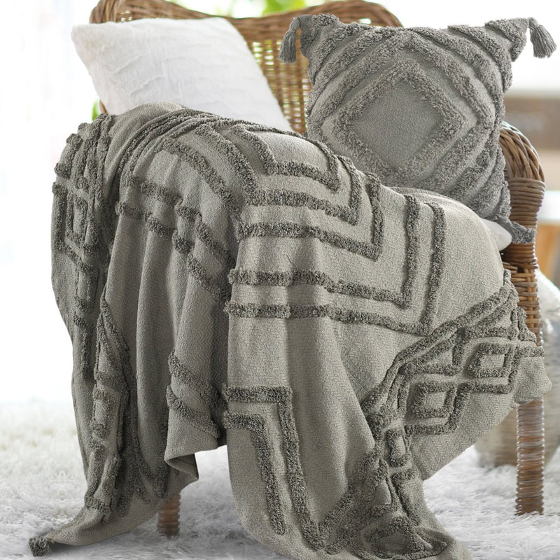 Cotton Tufted Throw Blanket