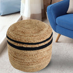 Jute Pouf with Colour Accents