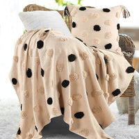 Monochromatic Polka-dot Tufted Cushion-Throw Set