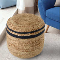 Jute Pouf with Colour Accents