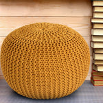 Knitted Pouf in Mustard