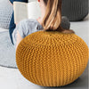 Knitted Pouf in Mustard