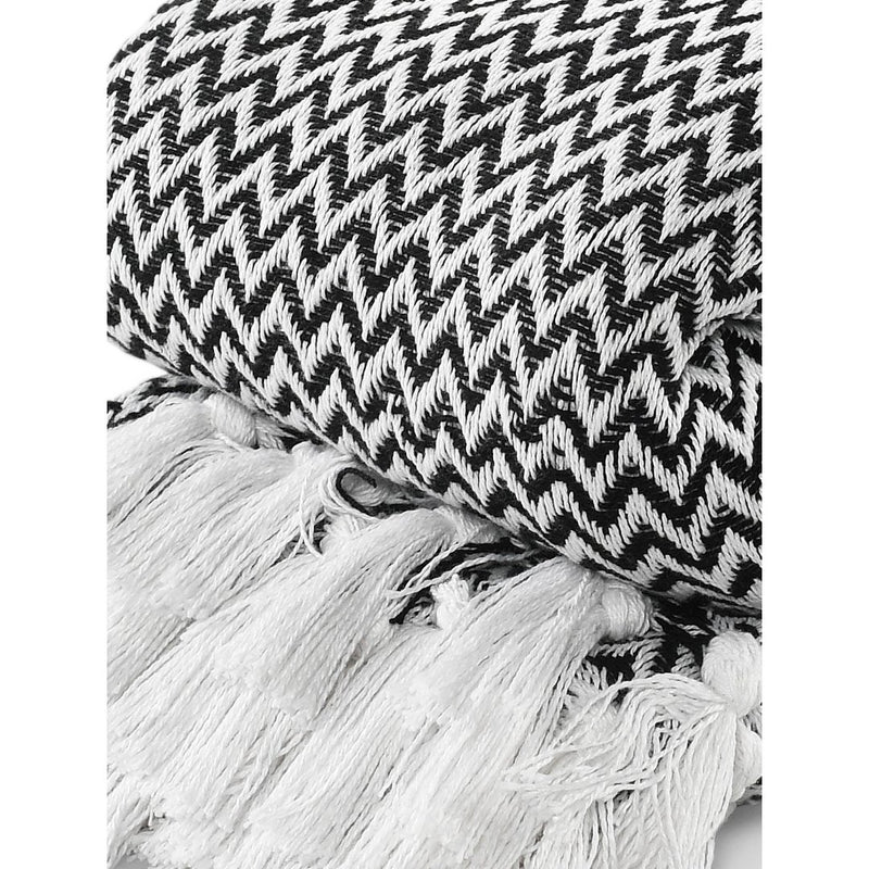 Chevron Sofa Throw with Tassels