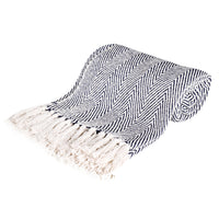 Navy Chevron-Style Pattern Throw - Sashaaworld