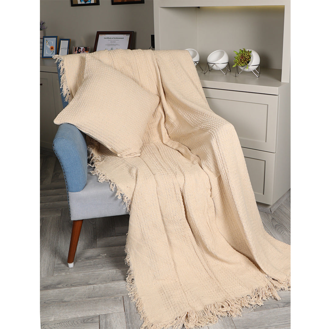 Neutral Cotton Throw- Sashaaworld