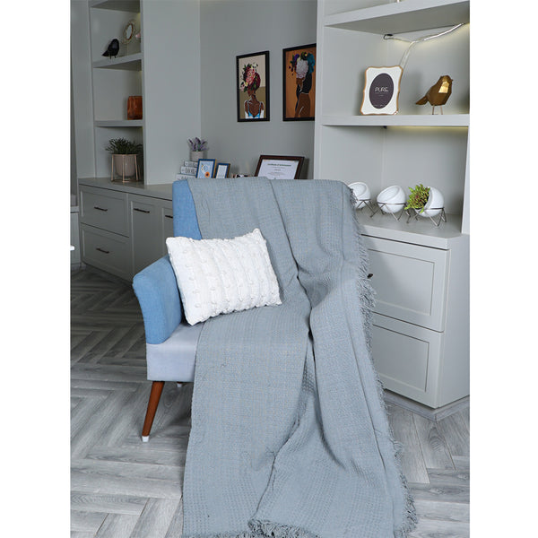 Grey-Blue Cotton Throw - Sashaa World