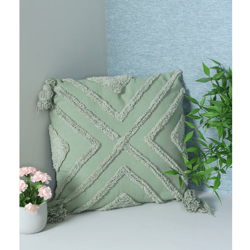 Green X-Tufted Cushion Cover