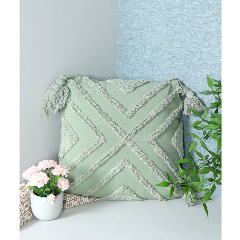 Green X-Tufted Cushion Cover