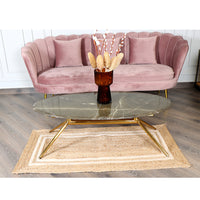 Rectangular Jute Rug with White Accents - Sashaaworld