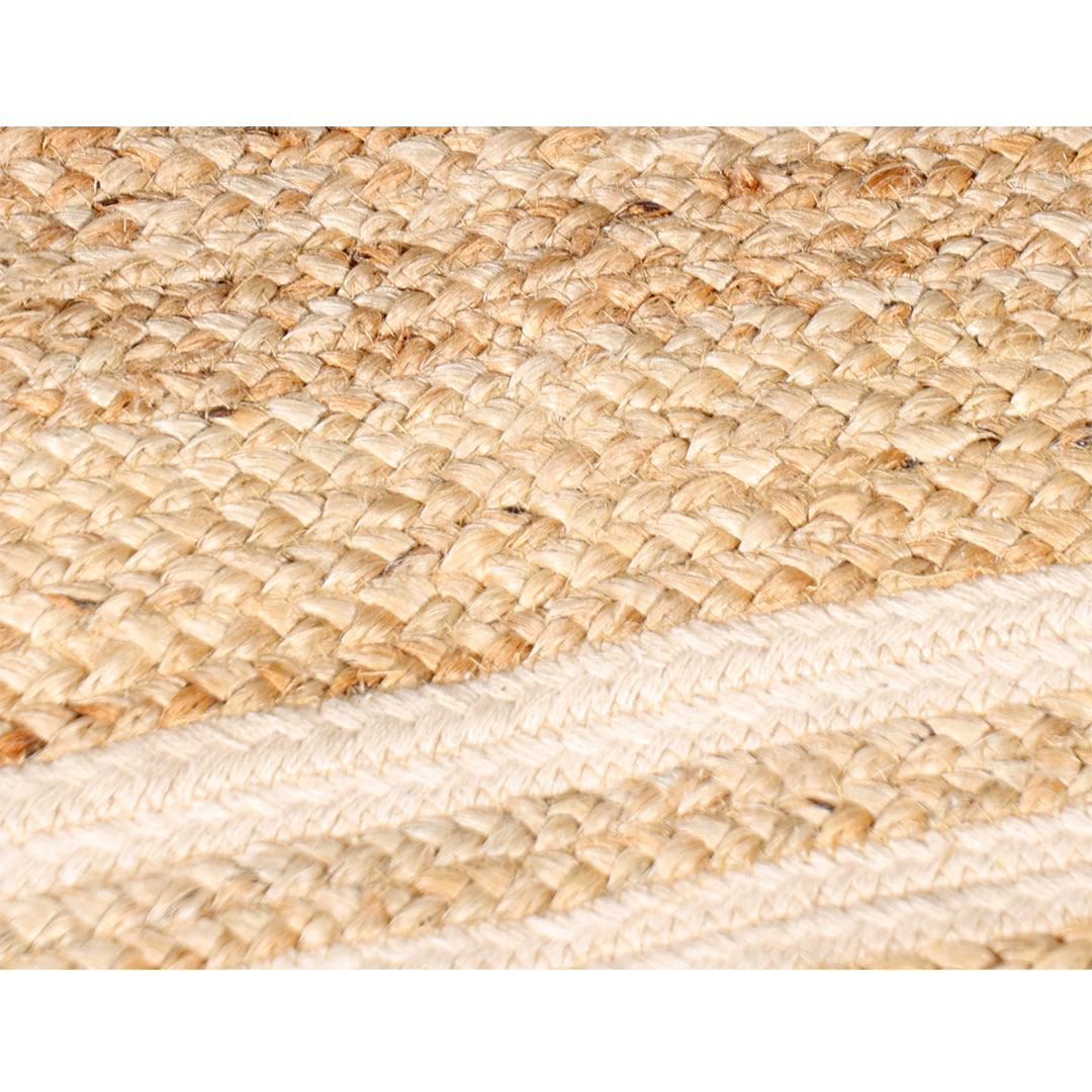 Rectangular Jute Rug with White Accents - Sashaaworld