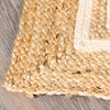 Rectangular Jute Rug with White Accents