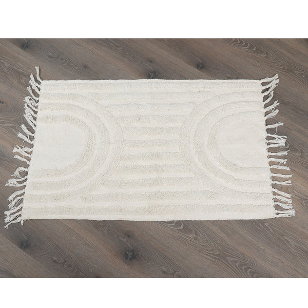 Cotton Tufted Rug in Ivory - Sashaa World