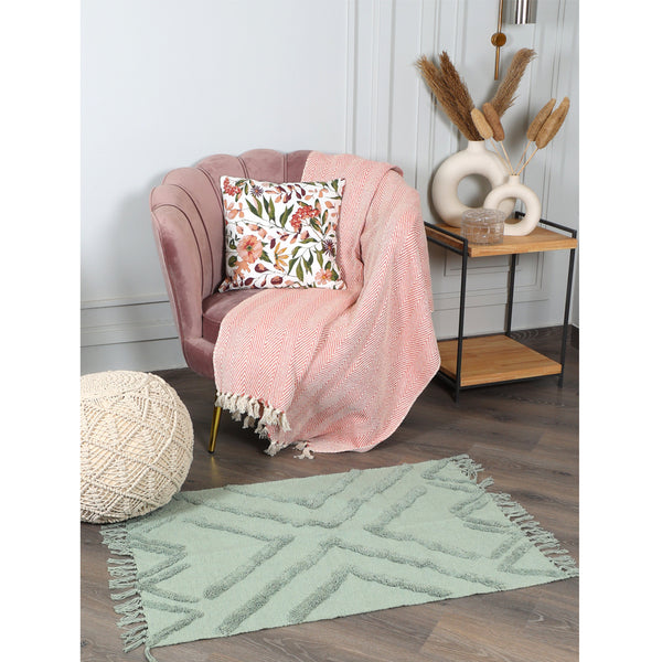 Cotton Tufted Rug in Green- Sashaa World