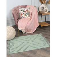 Cotton Tufted Rug in Green