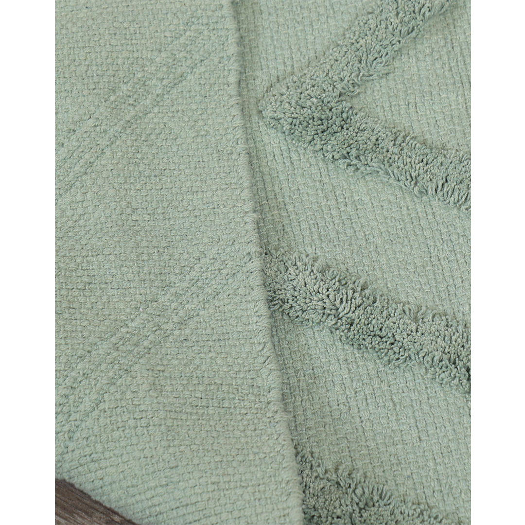 Cotton Tufted Rug in Green- Sashaa World