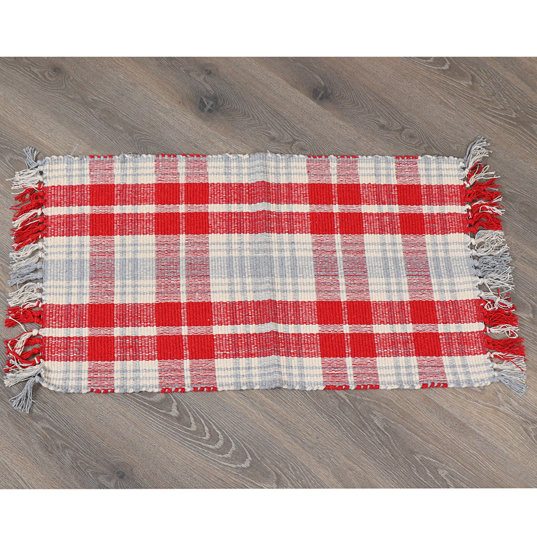 Red & White Check Rug