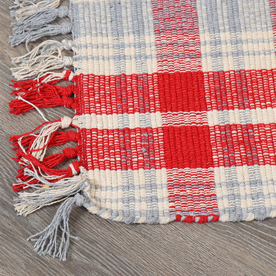 Red & White Check Rug