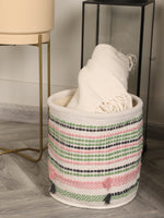 Multi-coloured Striped Storage Basket