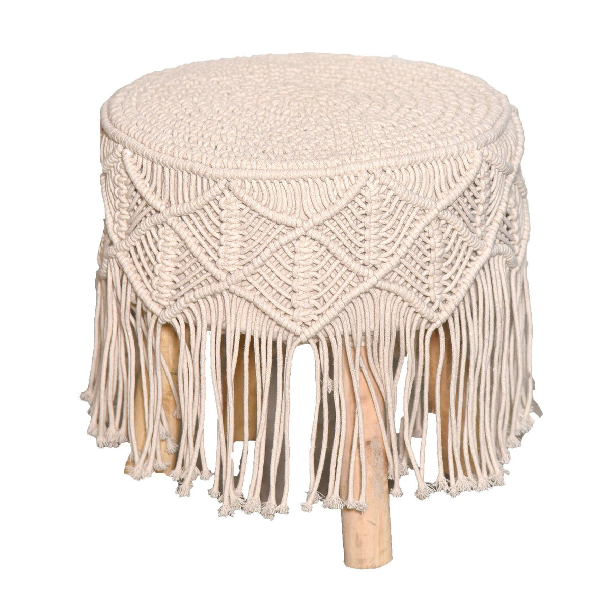 Macrame Stool Four legged - Sashaaworld