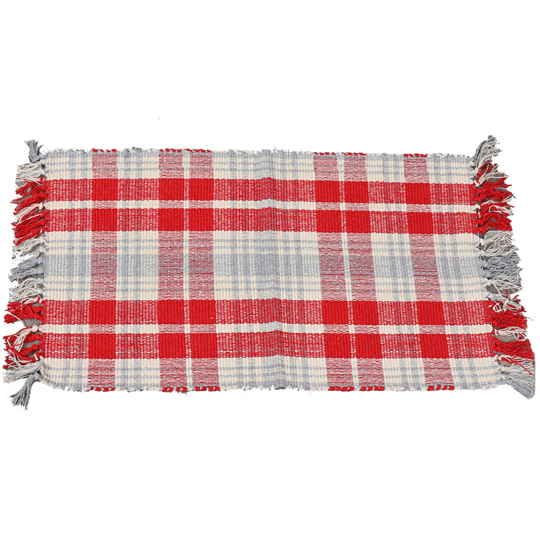 Red & White Check Rug