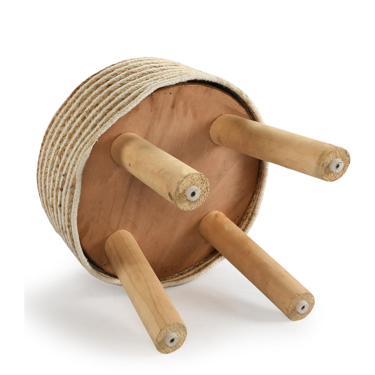 Circle of Life Jute Stool- White