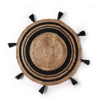 Round Jute Rug With Tassels- sashaaworld