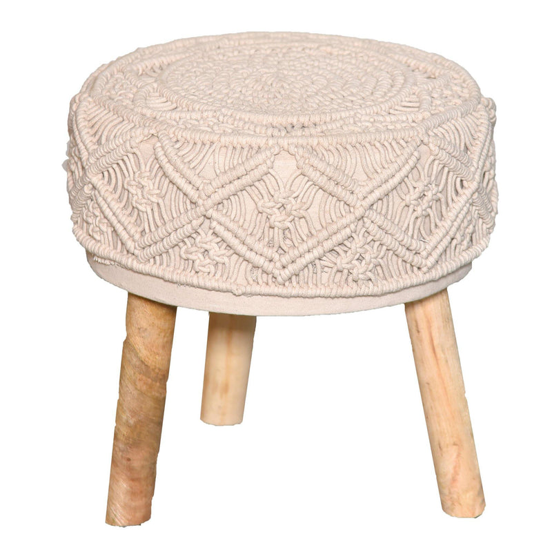 Natural Macramé Stool - Sashaaworld