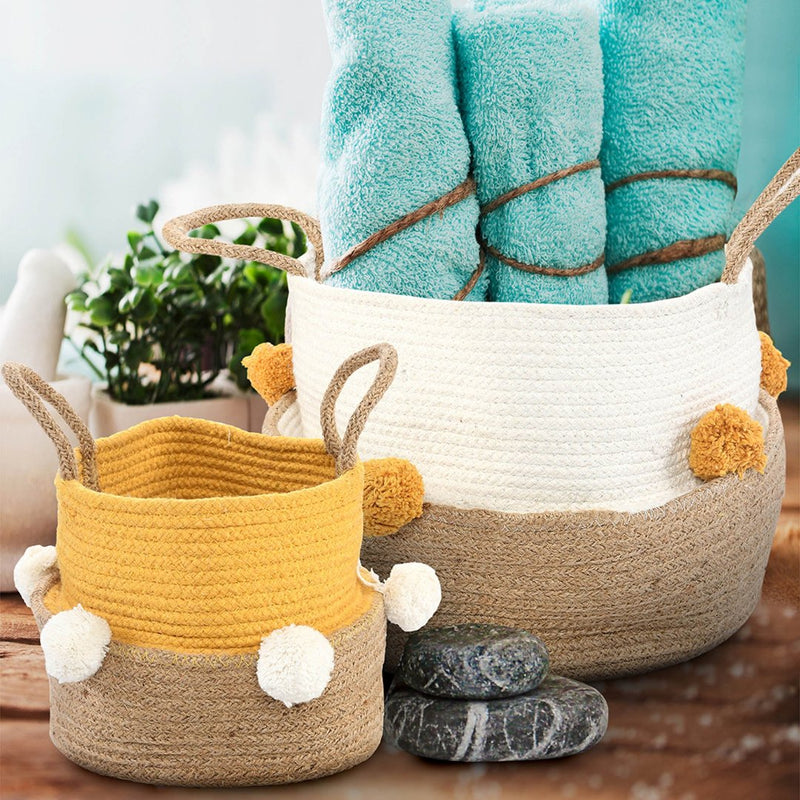 Playful Pompom Baskets Set of 2