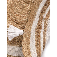 Round Jute Rug With Tassels- sashaaworld