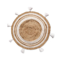 Round Jute Rug With Tassels- sashaaworld