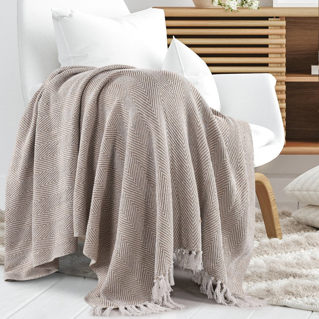 Spring-Hued Chevron Throw Grey - sashaaworld