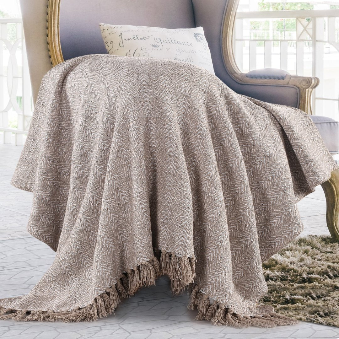 Nature Inspired Herringbone Throw Blanket