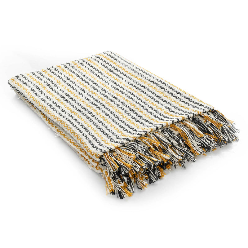 Cotton Throw Bedcover-  Multi Stripe