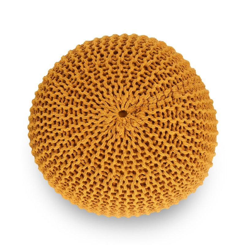 Knitted Pouf in Mustard