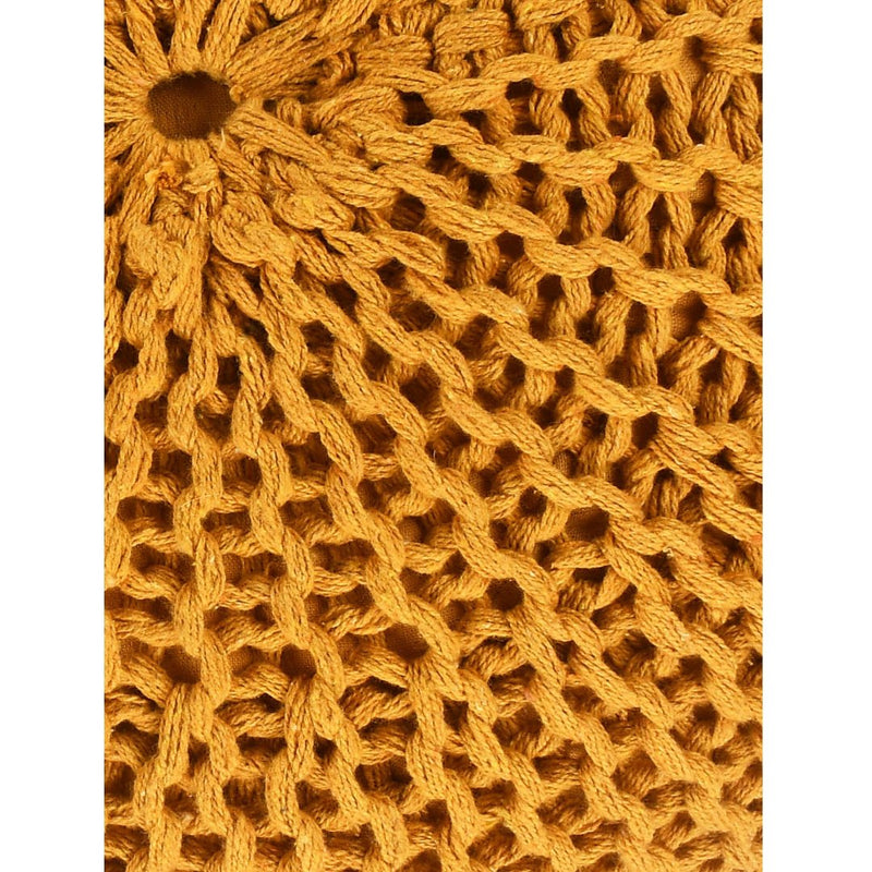 Knitted Pouf in Mustard