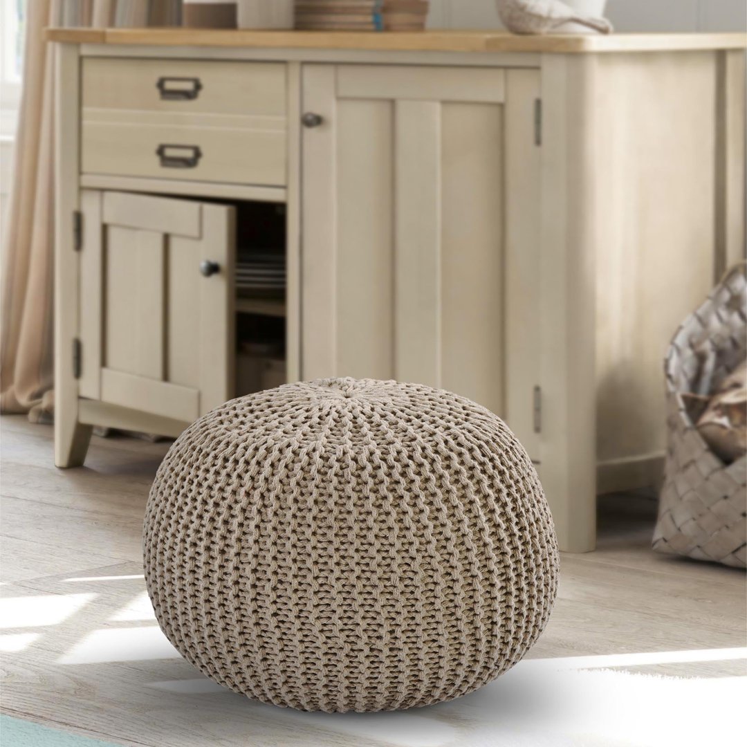 Knitted Pouf  Beige