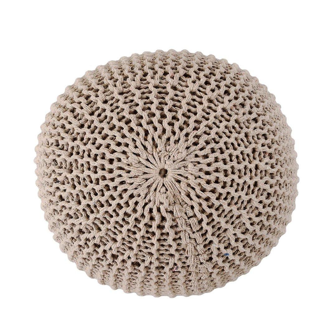 Knitted Pouf  Beige