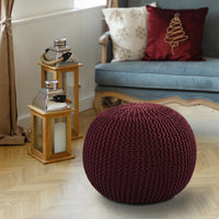 Wine Knitted Pouf