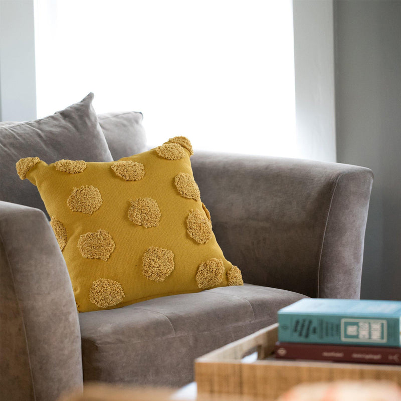 Gold Tufted Dots Cushion - Sashaaworld