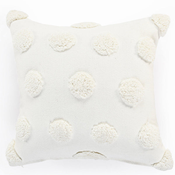 White Tufted Dots Cushion - Sashaaworld