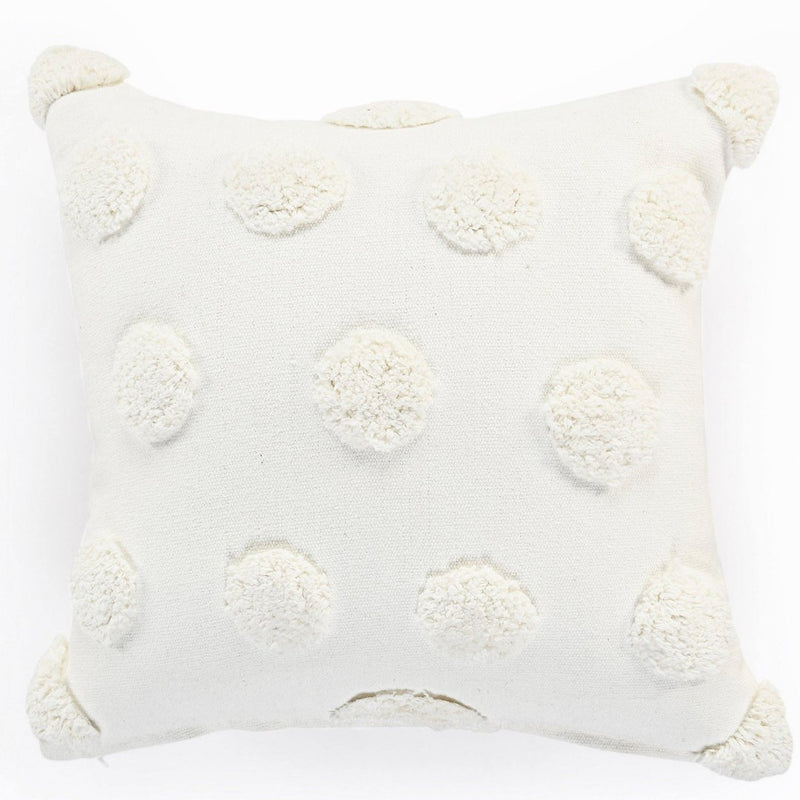 White Tufted Dots Cushion - Sashaaworld