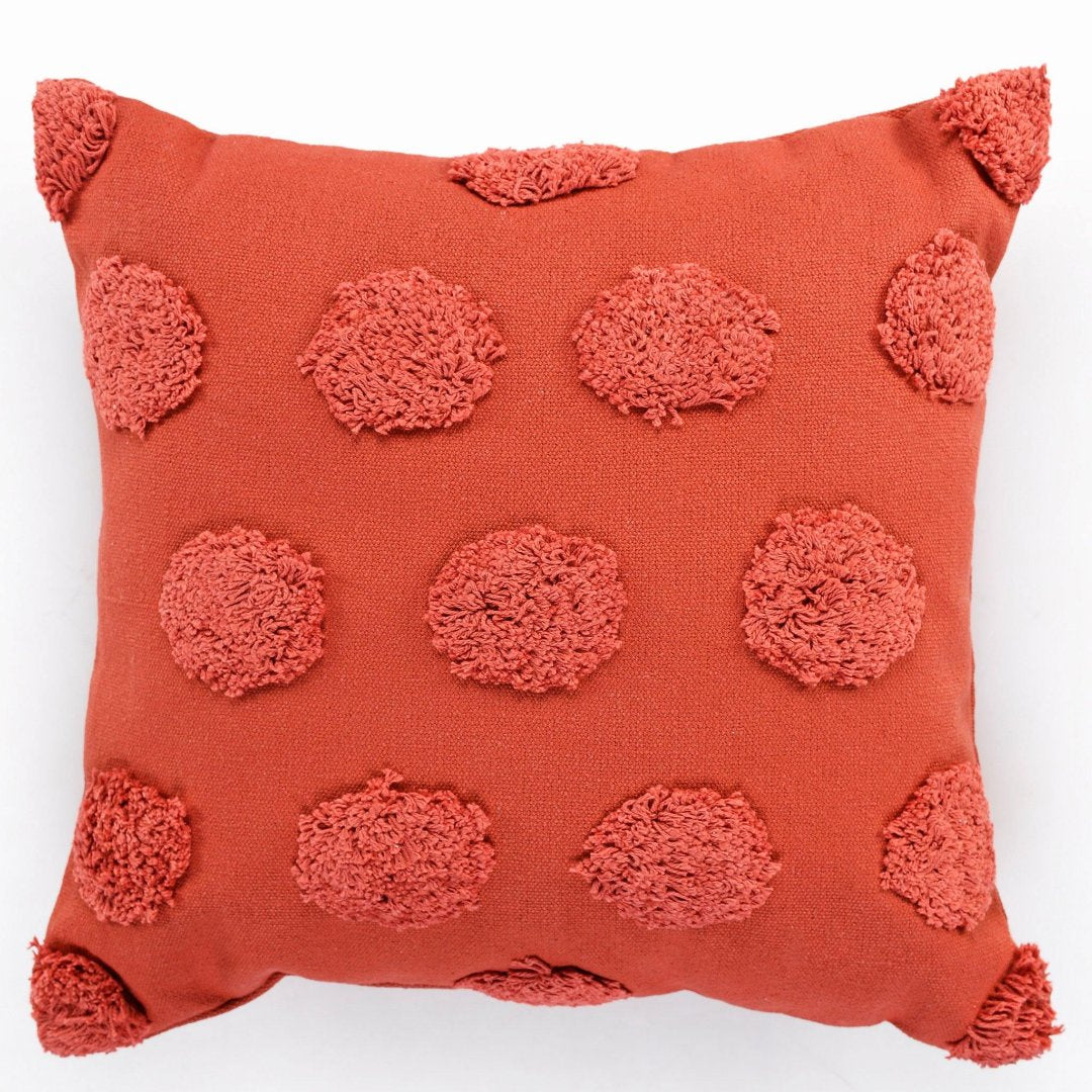 Coral Tufted Dots Cushion - Sashaaworld