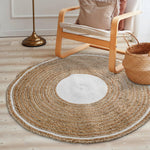 Sashaa Jute Round Braided Rug with White border - Sashaaworld