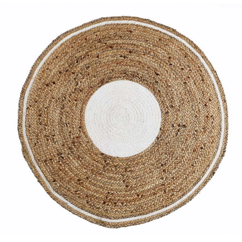 Sashaa Jute Round Braided Rug with White border - Sashaaworld