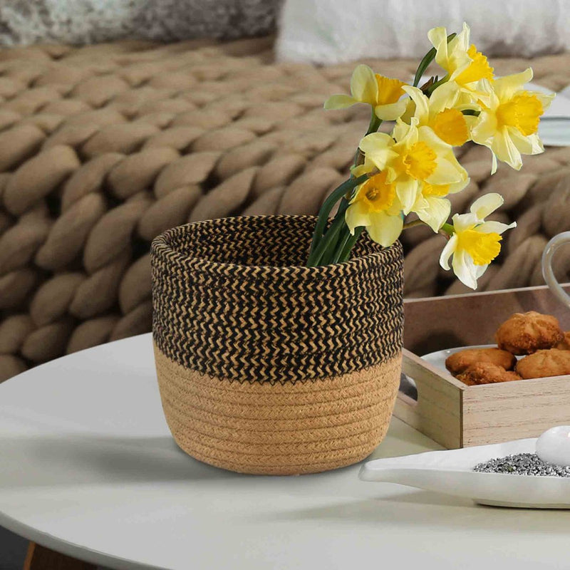 Jute and Cotton Braided Basket set (Black)